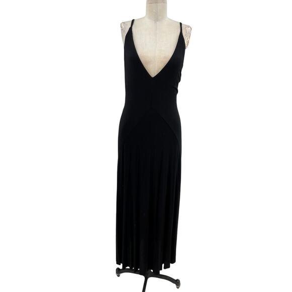 Free People Beach Black Viscose Jersey Strappy Midaxi Dress Size XS - Picture 2 of 13